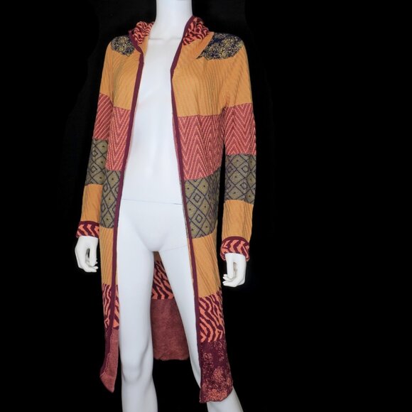 BKE Buckle Lightweight Cardigan Duster Open Sweater Hood Multicolor Womens Small - Picture 4 of 5